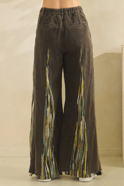 Washed Corduroy Wide Leg Pants Charcoal