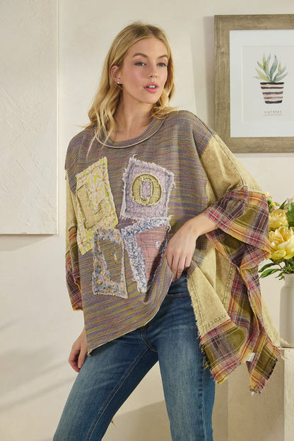 Olive Love Patchwork Mixed Fabric Top Oli & Hali