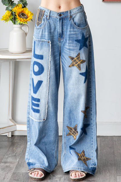 Love Star Patchwork Denim Jeans Oli & Hali