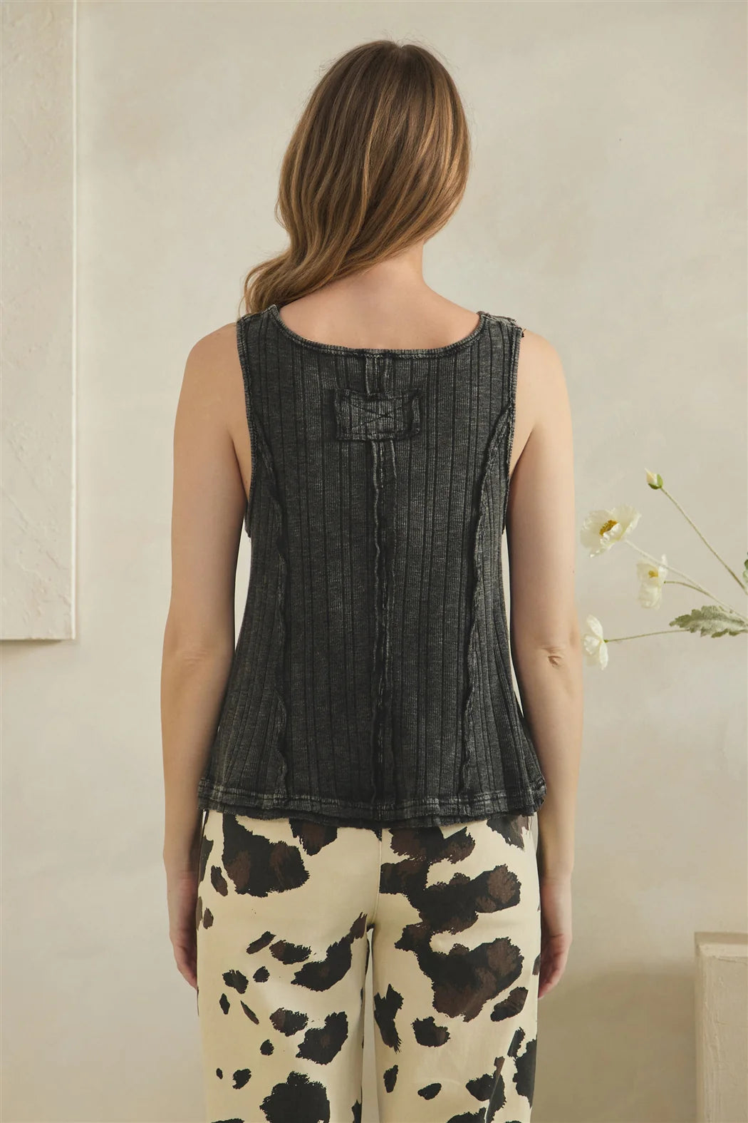 Oli & Hali Black Ribbed Knit Overall Tank