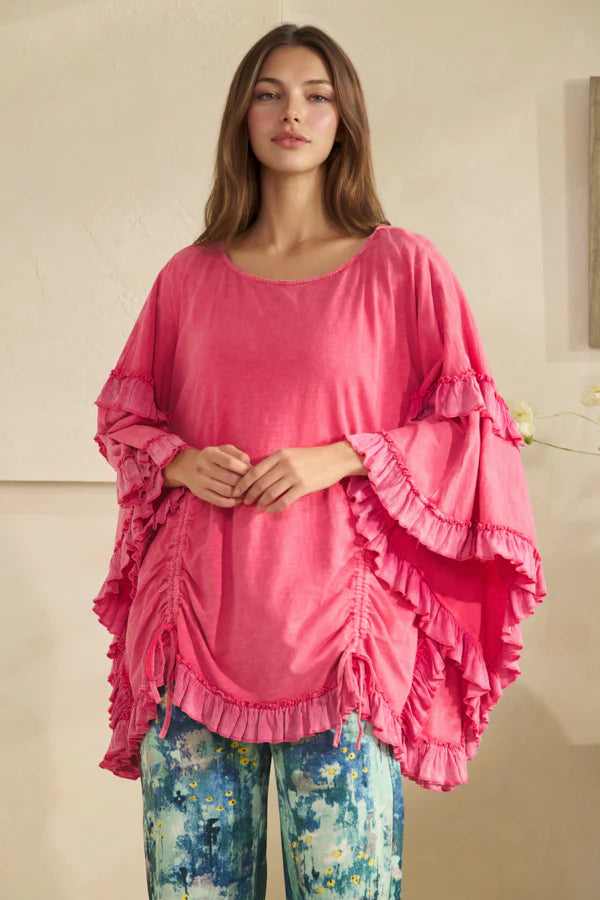 Oli & Hali Hot Pink Ruffle Sleeve Top
