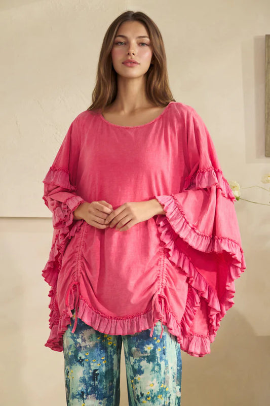 Oli & Hali Hot Pink Ruffle Sleeve Top