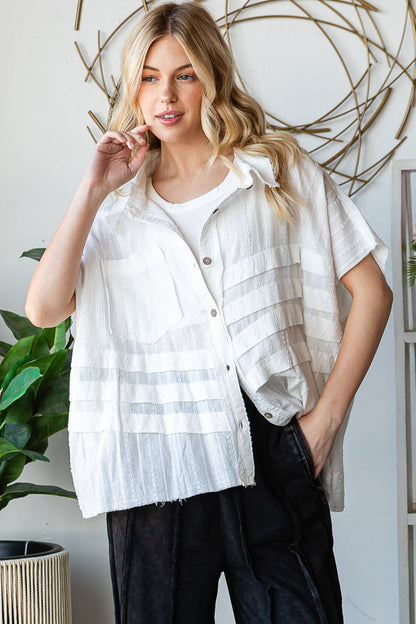 Oli & Hali White Detail Button Front Sleeveless Shirt