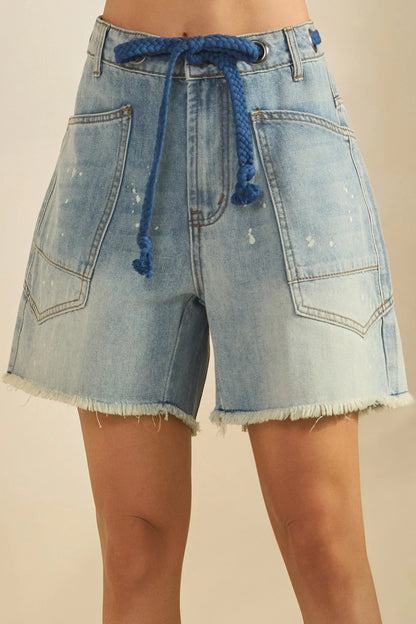 Oli & Hali Slouchy Pocket Distressed Denim Shorts