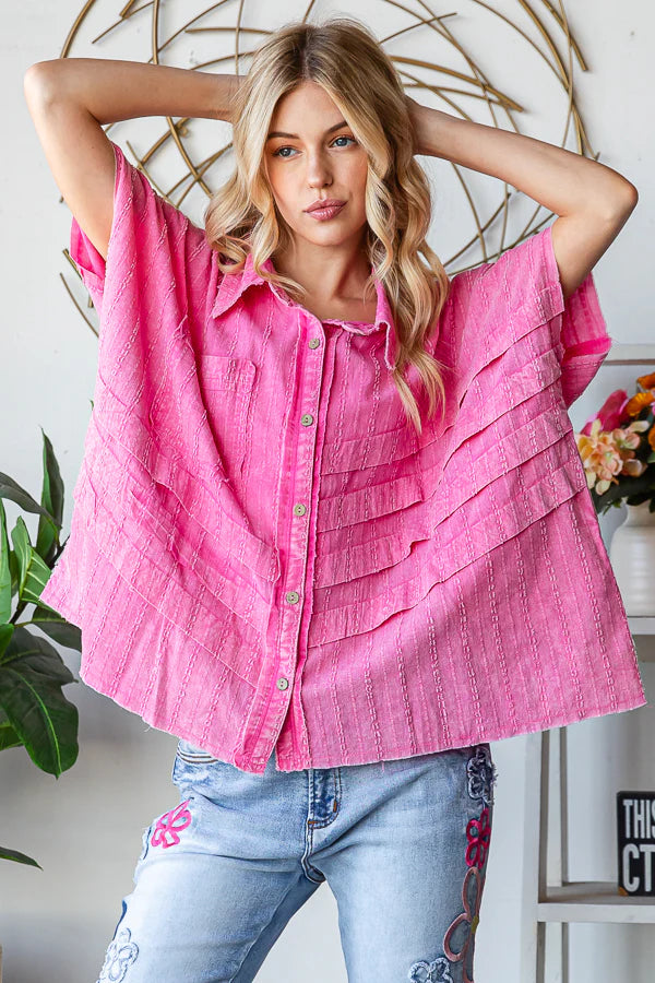Oli & Hali Pink Detail Button Front Sleeveless Shirt