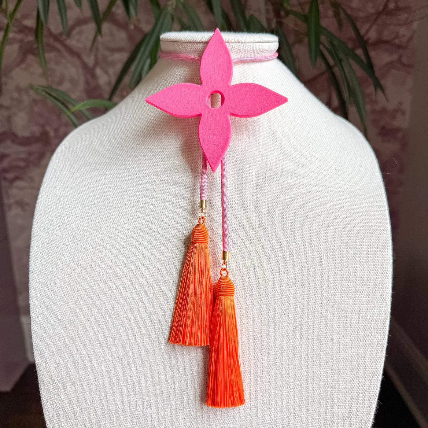 Ace of Diamonds Bolo Flamingo Pink with Bubblegum Pink & Orange