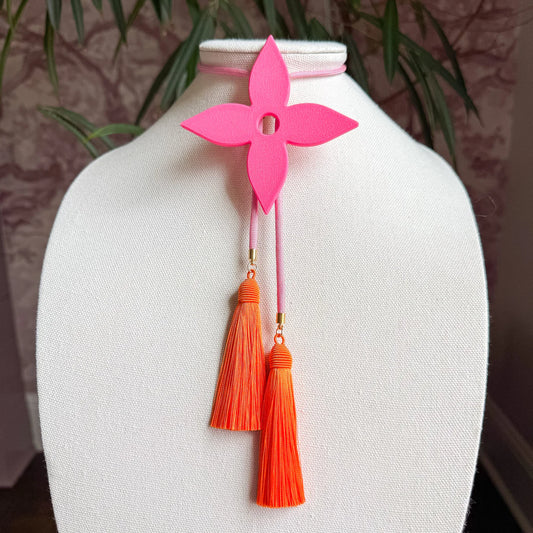 Ace of Diamonds Bolo Flamingo Pink with Bubblegum Pink & Orange