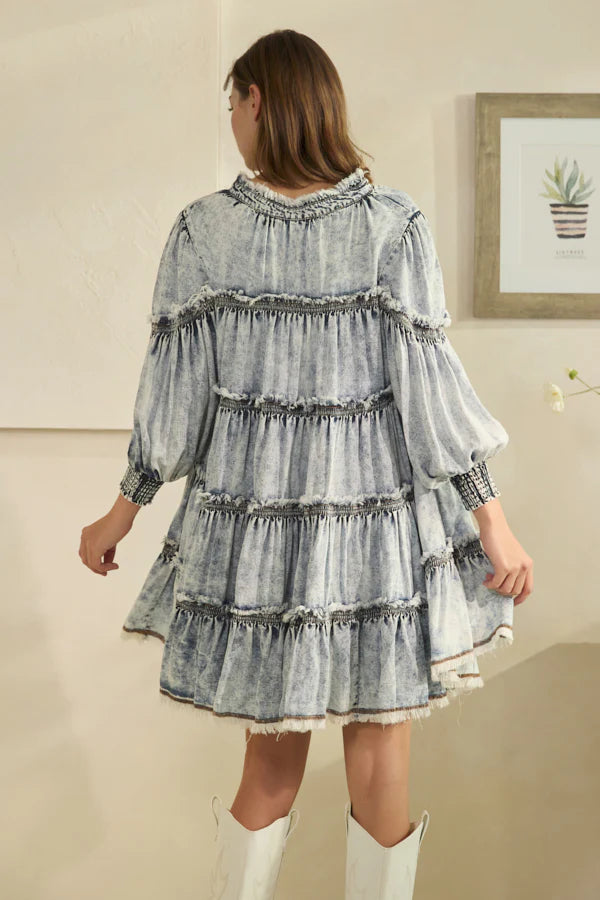 Oli & Hali Denim Tiered Tencel Dress