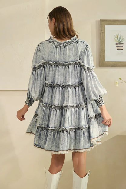 Oli & Hali Denim Tiered Tencel Dress
