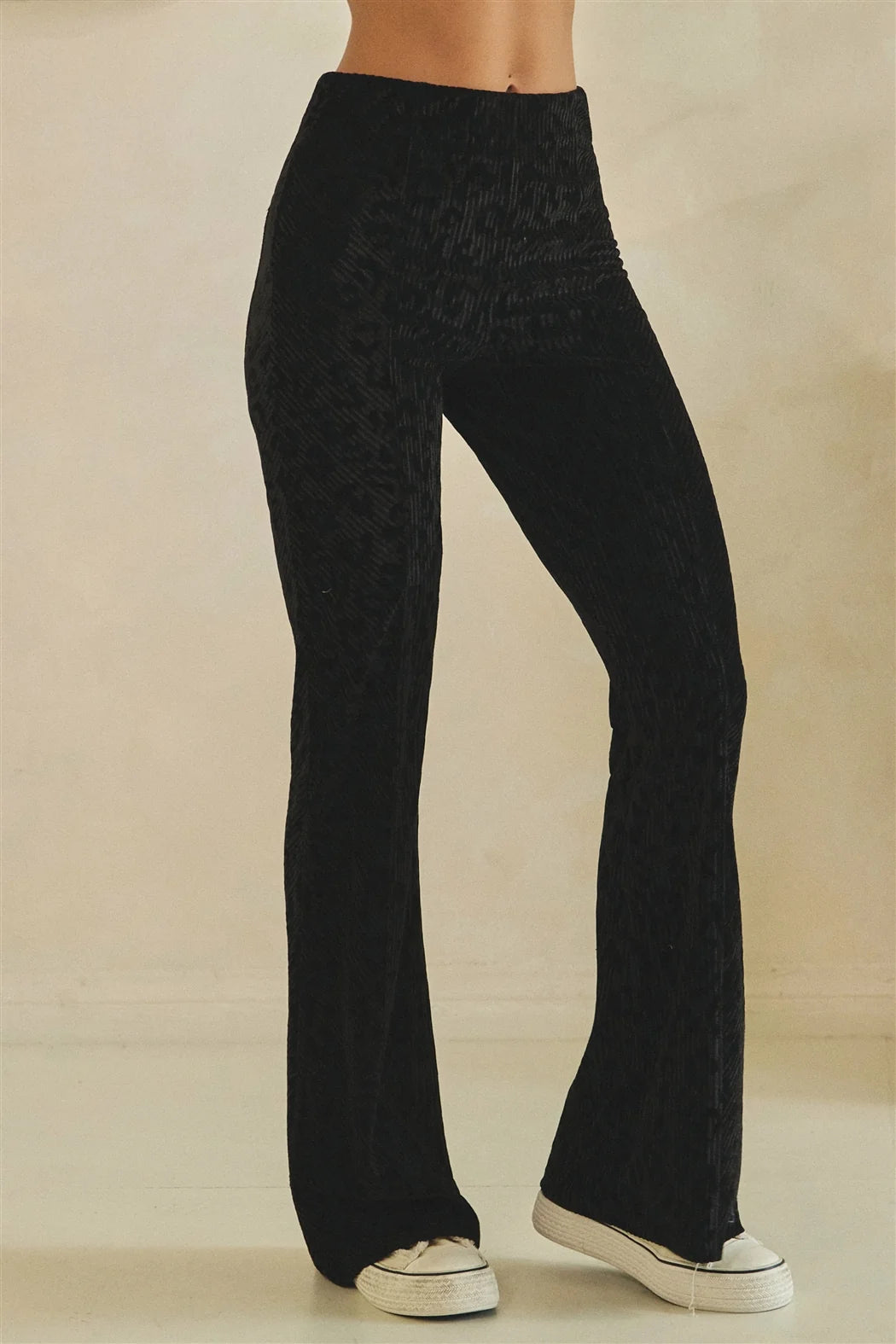 Oli & Hali Black Leopard Velvet Flare Pants