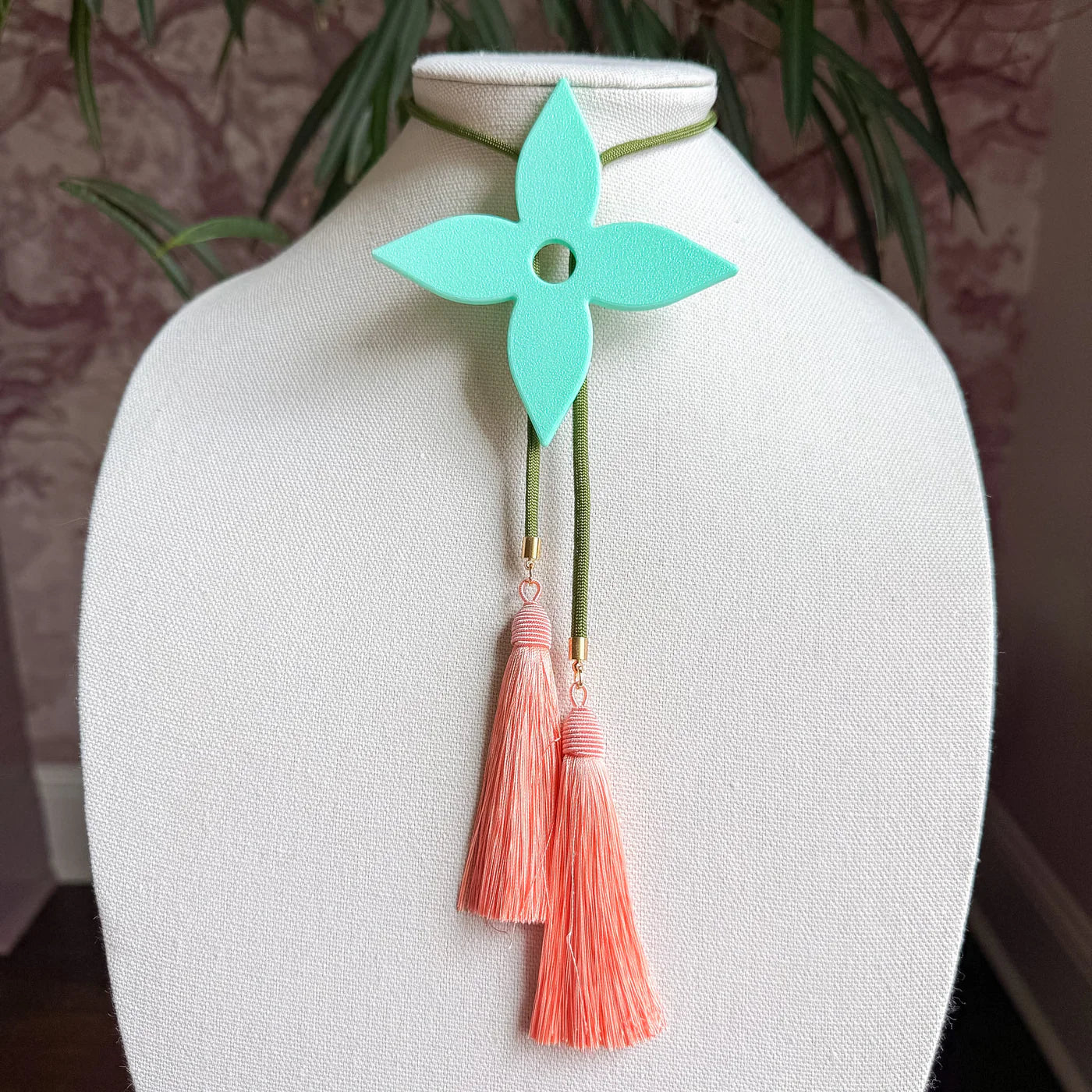 Ace of Diamonds Bolo Turquoise with Olive & Peach