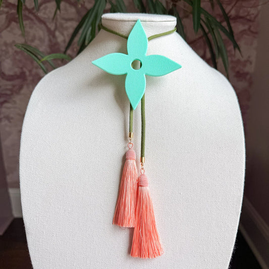 Ace of Diamonds Bolo Turquoise with Olive & Peach