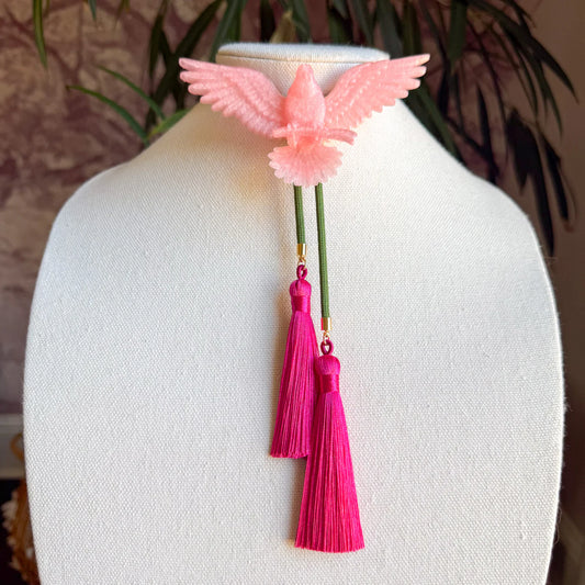 Eagle Bolo Pink Quartz with Olive & Fuchsia