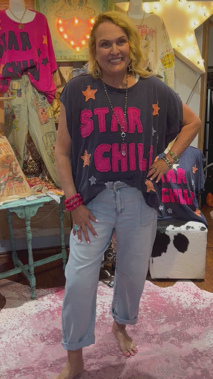 Blue Velvet Navy Star Child Top