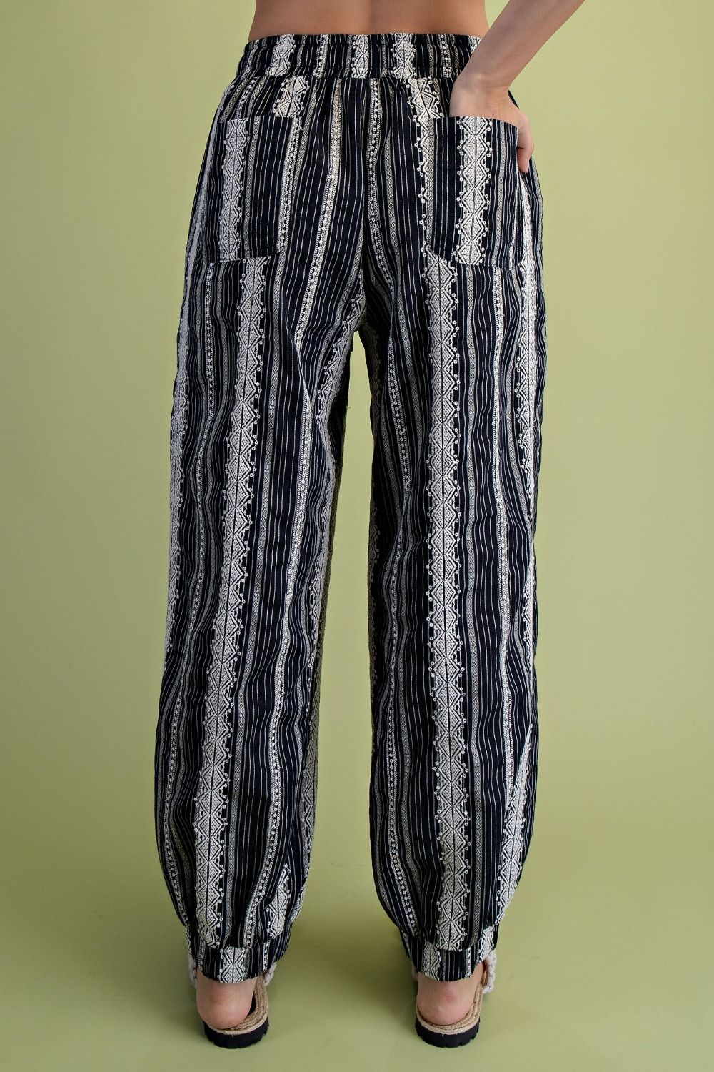 Easel Black Stripe Linen Pants