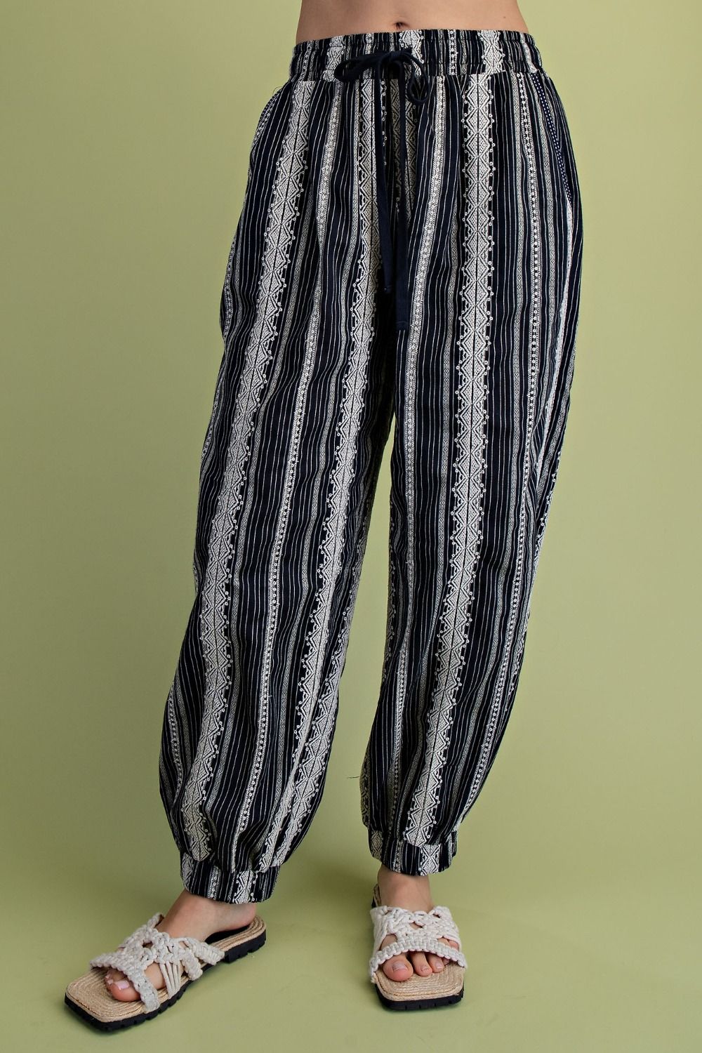 Easel Black Stripe Linen Pants