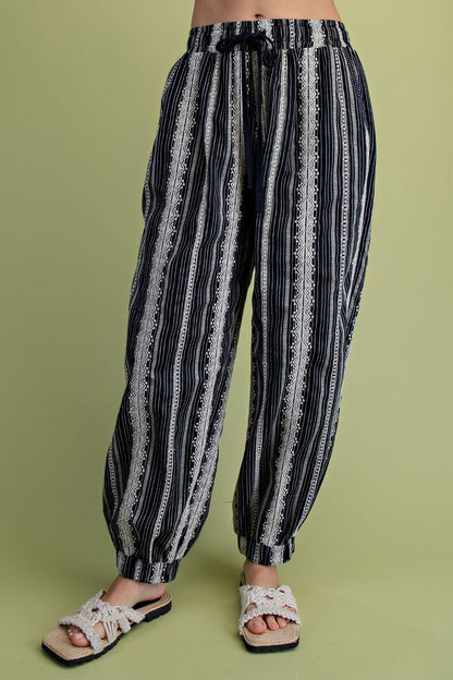 Easel Black Stripe Linen Pants