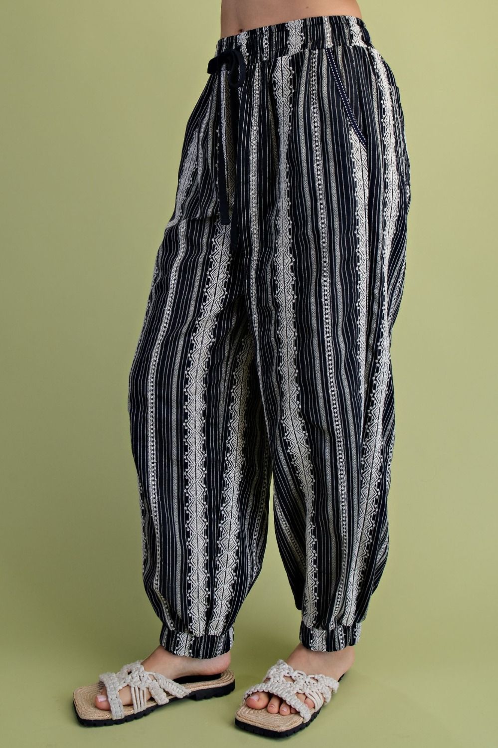 Easel Black Stripe Linen Pants