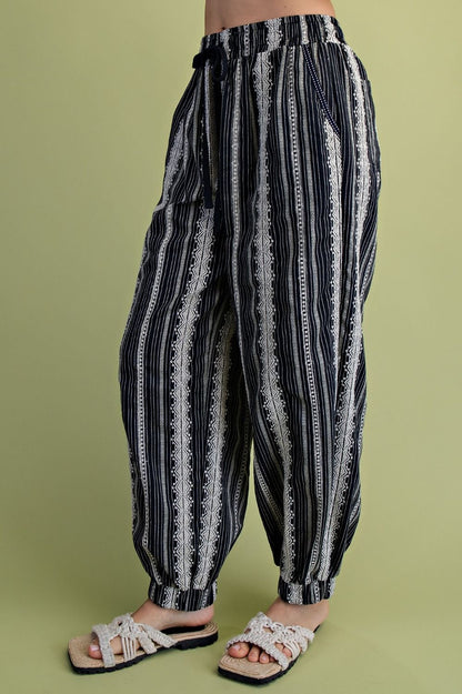 Easel Black Stripe Linen Pants