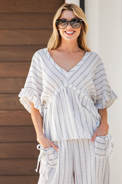 Easel Stripe Cotton Gauze Top