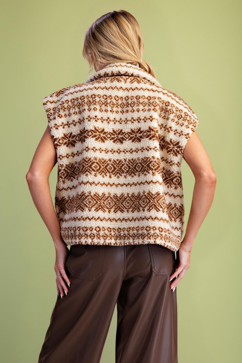 Easel Camel Ethnic Sherpa Vest