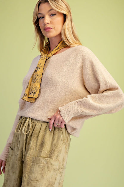 Easel Natural Textured Knit Sweater