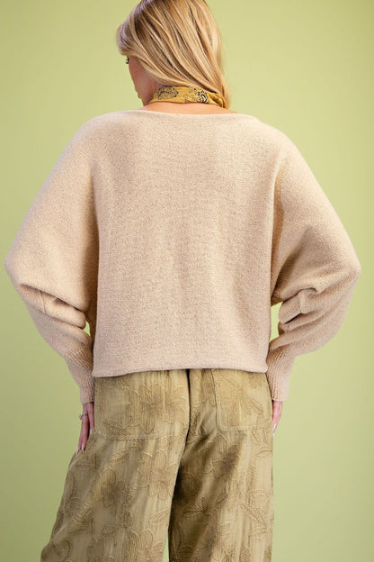 Easel Natural Textured Knit Sweater
