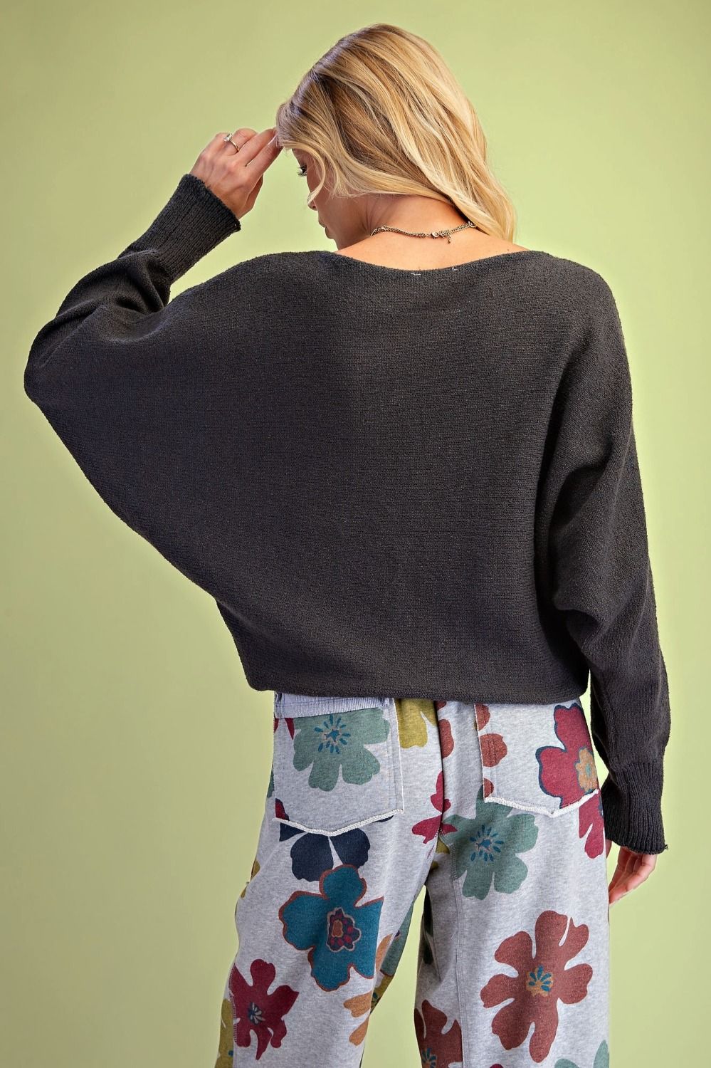 Easel Smoke Textured Knit Sweater