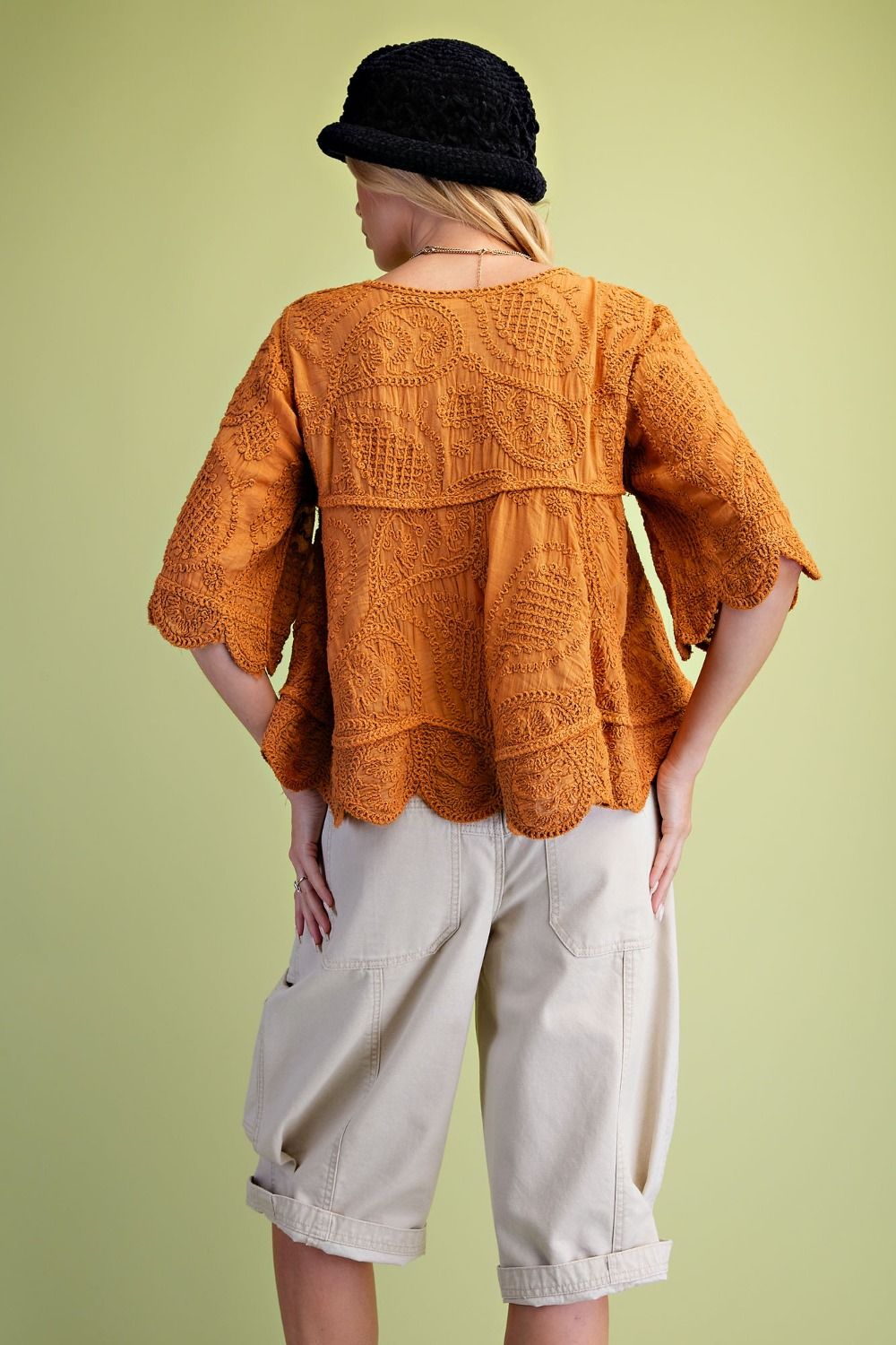 Easel Cinnamon Half Sleeve Babydoll Tunic