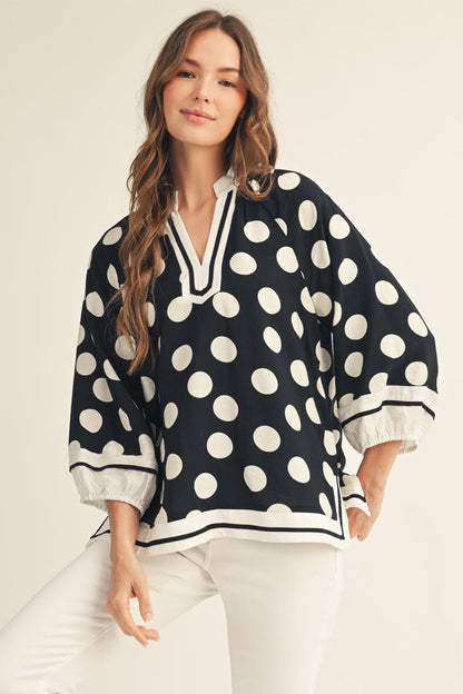 Black / White Polka Dot Top